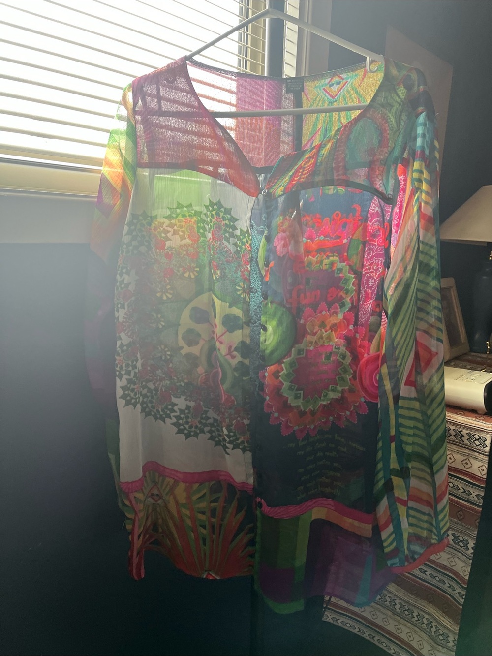 Desigual Multicolor Sheer Printed Button-Up Blouse